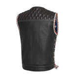 Captain Perforated Men's Motorcycle Leather Vest - First Manufacturing Company - Flyclothing LLC
