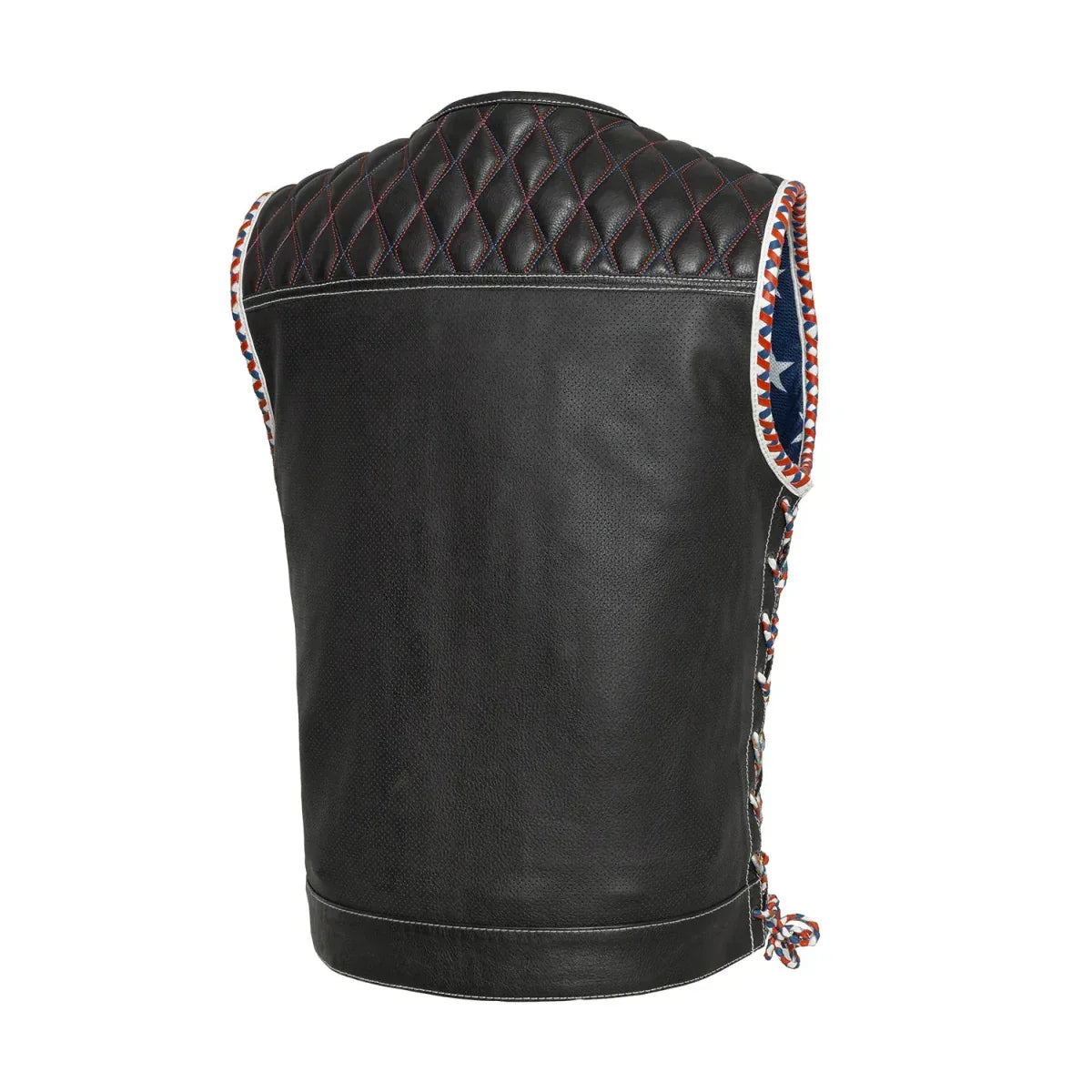 Captain Perforated Men's Motorcycle Leather Vest - First Manufacturing Company - Flyclothing LLC