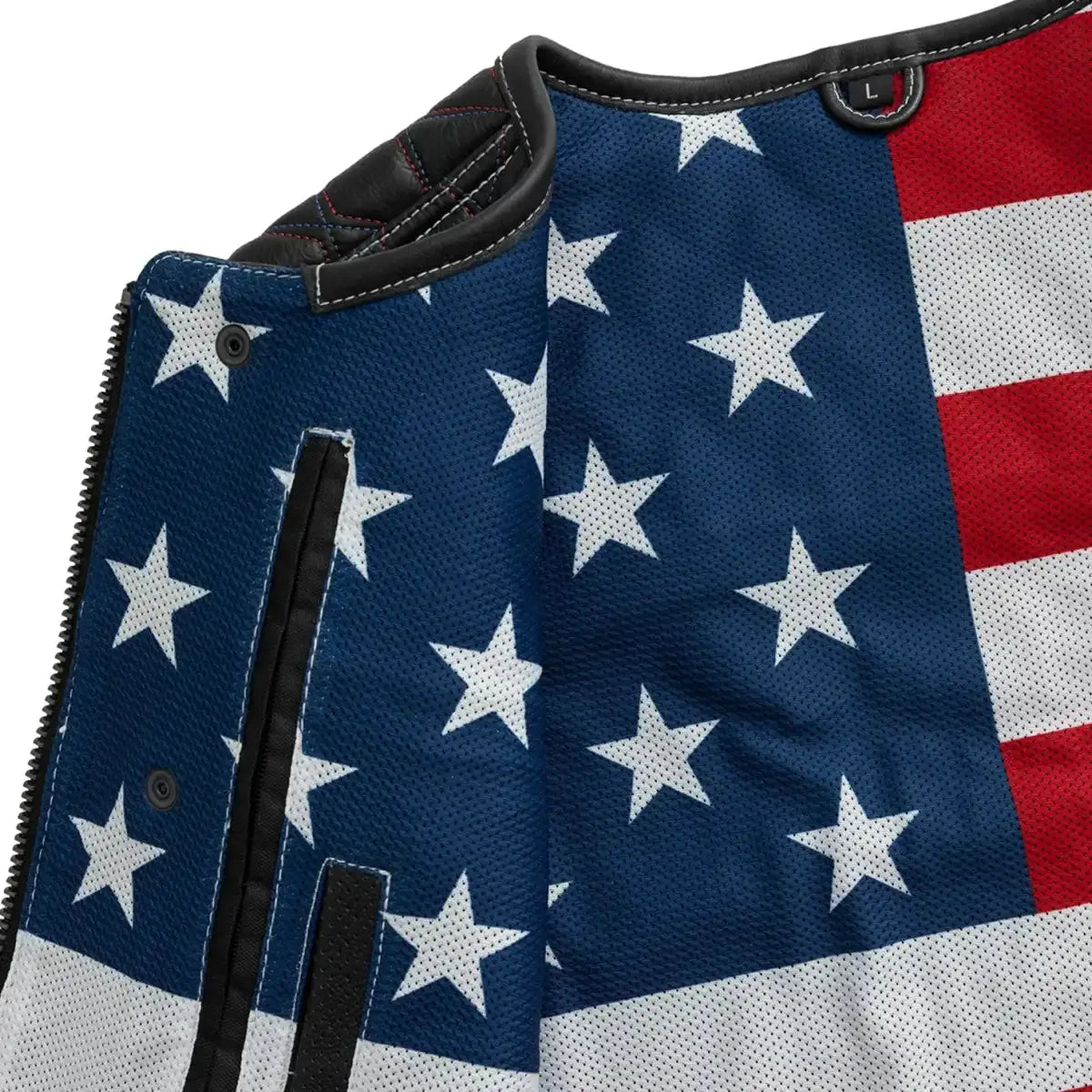 Captain Perforated Men's Motorcycle Leather Vest - First Manufacturing Company - Flyclothing LLC