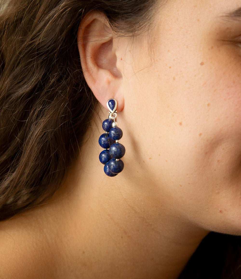 Carly Blue Lapis Complete Loop Sterling Silver Post Earrings - Barse Jewelry - Flyclothing LLC