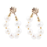 Carly White Pearl Complete Loop Golden Post Earrings - Barse Jewelry
