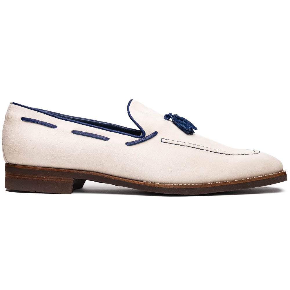 16-628-SND CARMEN Sueded Goatskin & Crocodile Tassel Loafer, Sand - Zelli Italia - Flyclothing LLC