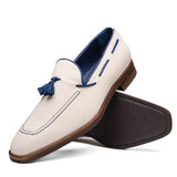16-628-SND CARMEN Sueded Goatskin & Crocodile Tassel Loafer, Sand - Zelli Italia - Flyclothing LLC