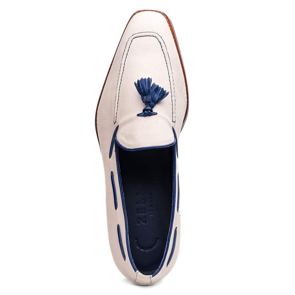 16-628-SND CARMEN Sueded Goatskin & Crocodile Tassel Loafer, Sand - Zelli Italia - Flyclothing LLC
