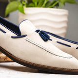 16-628-SND CARMEN Sueded Goatskin & Crocodile Tassel Loafer, Sand - Zelli Italia - Flyclothing LLC