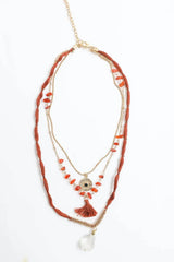 Carnelian & Crystal Layered Necklace - Boho Clothing and Accessories - Flyclothing LLC