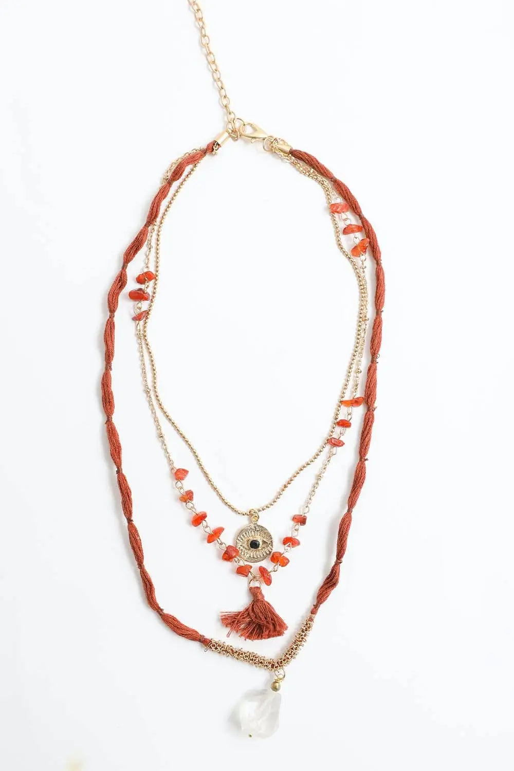 Carnelian & Crystal Layered Necklace - Boho Clothing and Accessories - Flyclothing LLC
