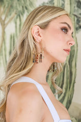 Carnelian & Jade Fringe Hoop Earrings - Boho Clothing and Accessories - Flyclothing LLC