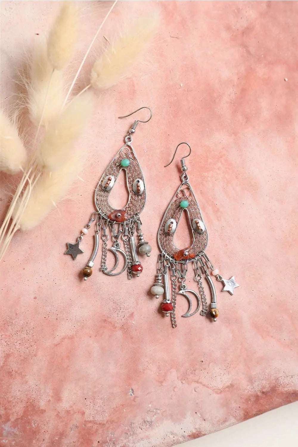 Carnelian Stones Beaded Earrings - Boho Clothing and Accessories - Flyclothing LLC