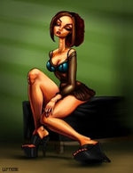 Black Market Art Company Cartoony Girl Print