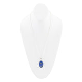 Carved Blue Lapis Sterling Silver Pendant Necklace - Barse Jewelry