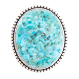 Carved Blue Turquoise and Sterling Silver Cocktail Ring - Barse Jewelry