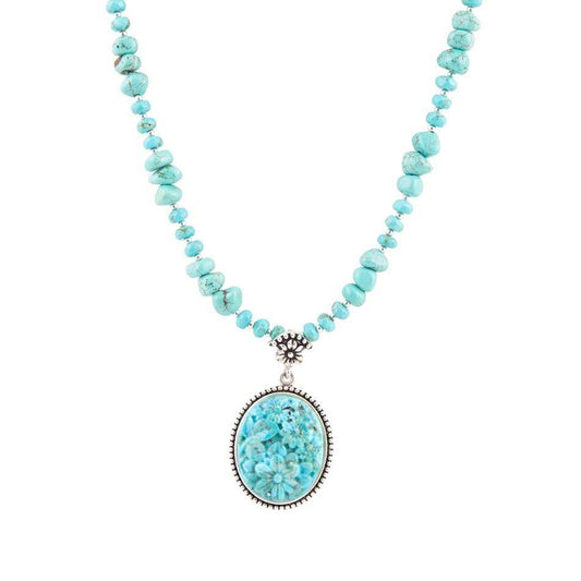 Carved Blue Turquoise and Sterling Silver Pendant - Barse Jewelry - Flyclothing LLC