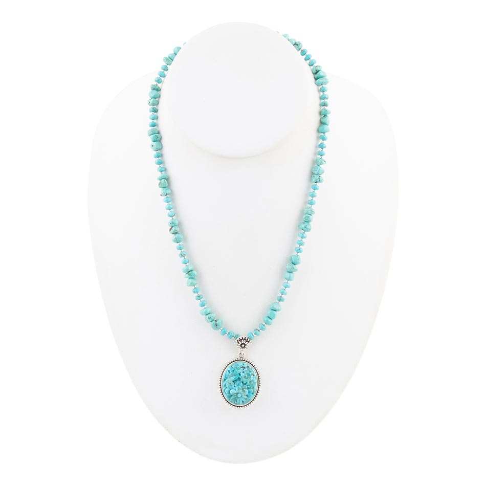 Carved Blue Turquoise and Sterling Silver Pendant - Barse Jewelry - Flyclothing LLC