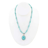 Carved Blue Turquoise and Sterling Silver Pendant - Barse Jewelry - Flyclothing LLC