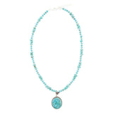 Carved Blue Turquoise and Sterling Silver Pendant - Barse Jewelry - Flyclothing LLC