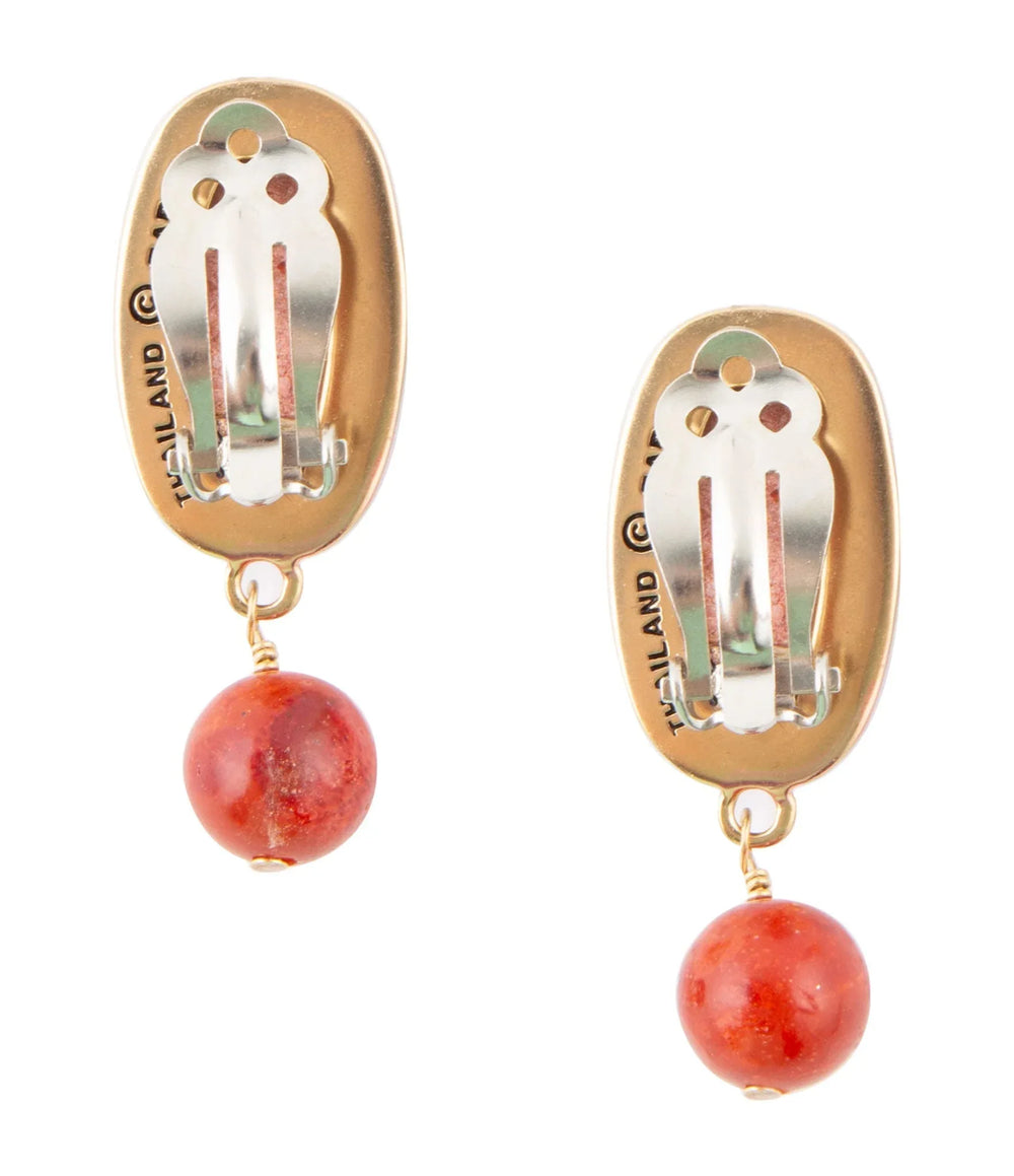 Catalina Orange Sponge Coral Golden Clip-On Earrings - Barse Jewelry - Flyclothing LLC