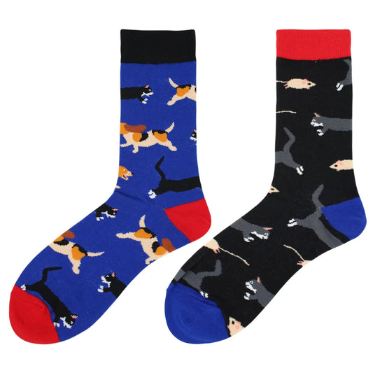 Cat Mouse & Dog Mismatch Socks - Comfy Cotton for Men & Women - Real Sic - Flyclothing LLC