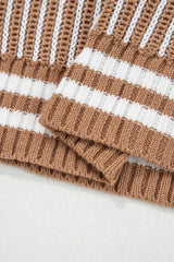 Striped Knit Long Sleeve Sweater - Trendsi - Flyclothing LLC