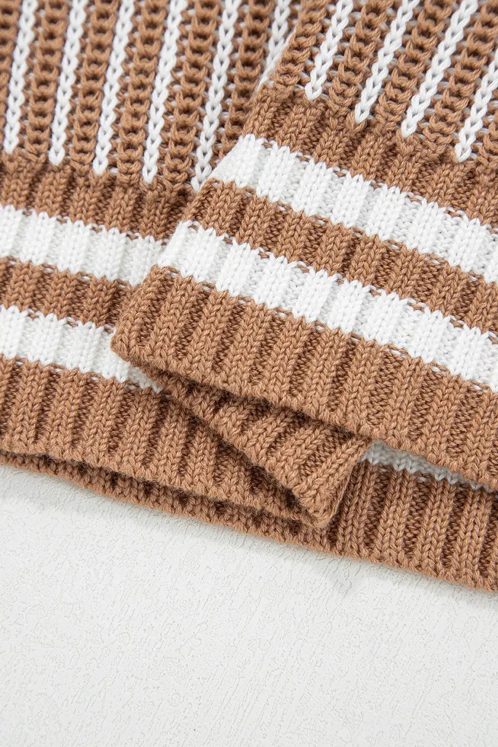 Striped Knit Long Sleeve Sweater - Trendsi - Flyclothing LLC