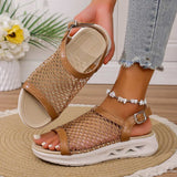 Woven Mesh Comfort Platform Sandals - Trendsi - Flyclothing LLC