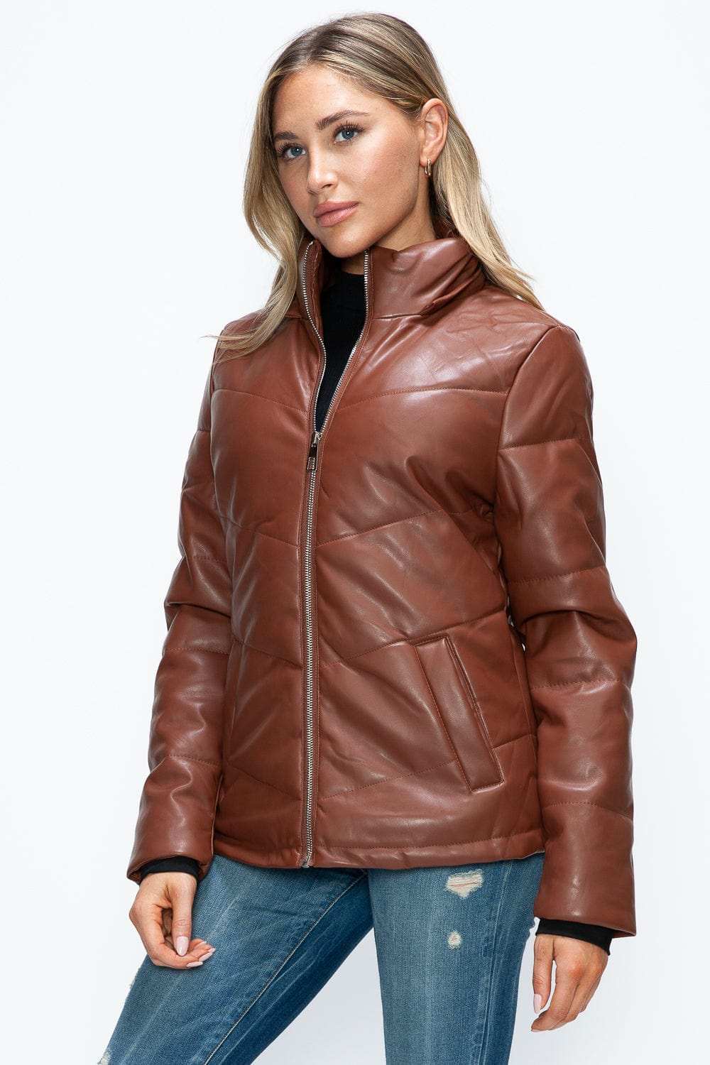 How Dare U Pocketed Zip Up Puffer Jacket with Removable Hood - Trendsi - Flyclothing LLC