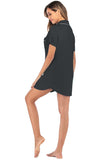 Contrast Piping Pocketed Short Sleeve Lounge Dress - Trendsi - Flyclothing LLC