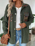 Snap Down Long Sleeve Jacket with Chest Pockets - Trendsi