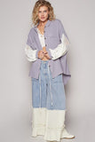 POL Openwork Lantern Sleeve Button Down Gauze Shirt - Trendsi