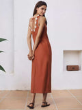 Slit Round Neck Sleeveless Midi Tank Dress - Trendsi - Flyclothing LLC