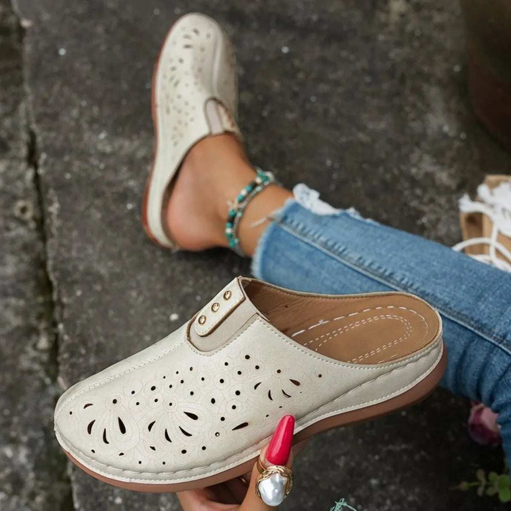 Round Toe Cutout Slip-Ons - Trendsi - Flyclothing LLC