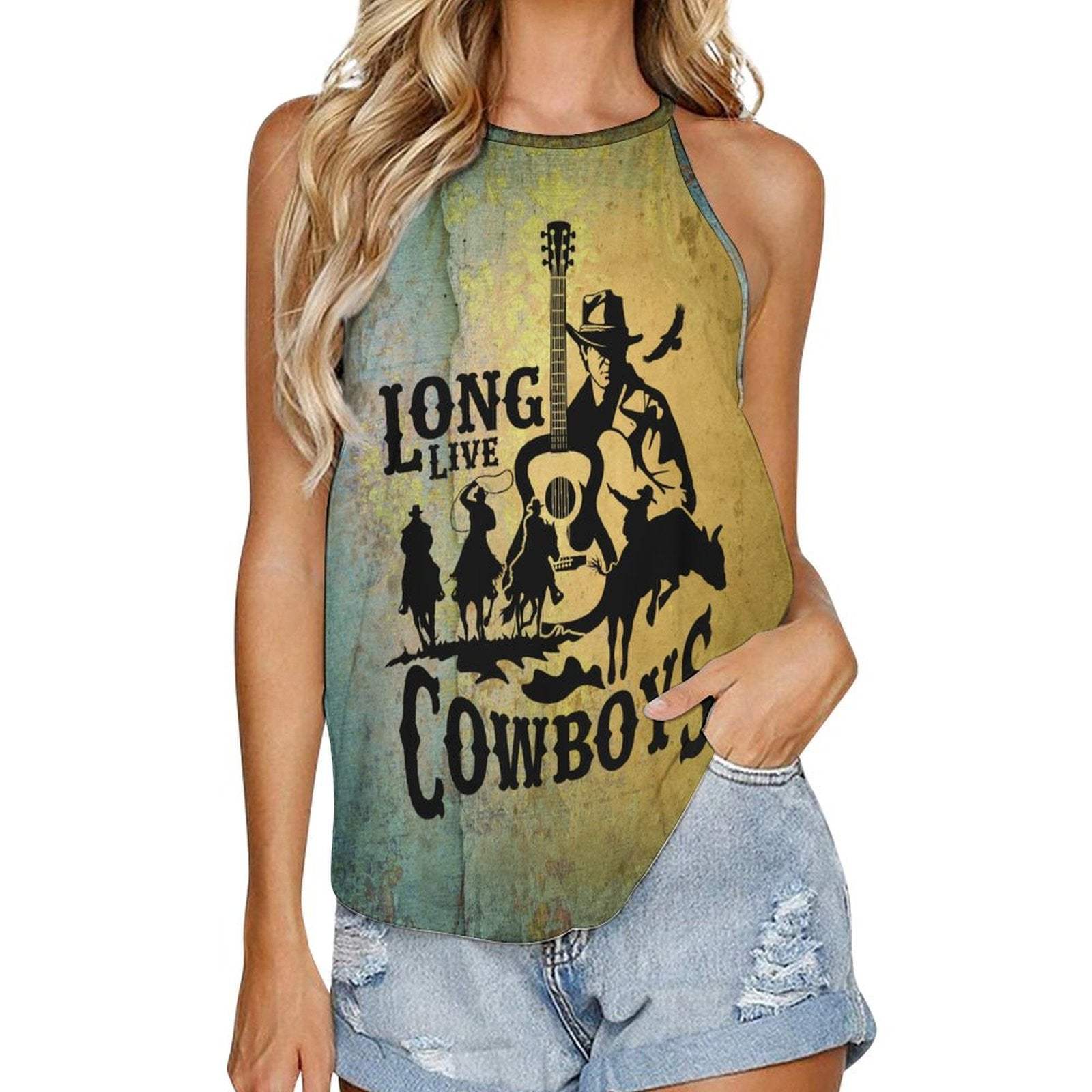 Baha Ranch Cowboys Print Women's Western Tank Top - Baha Ranch Western Wear - Flyclothing LLC