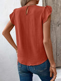 Ruched Round Neck Cap Sleeve Blouse - Trendsi - Flyclothing LLC