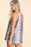 BiBi Snakeskin Print Low Gauge Hacci Knit Halter - Trendsi