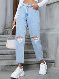 Distressed High Rise Jeans with Pockets - Trendsi