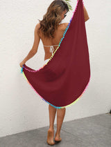 Rainbow Pompom Trim Swim Skirt - Trendsi - Flyclothing LLC