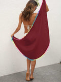 Rainbow Pompom Trim Swim Skirt - Trendsi - Flyclothing LLC