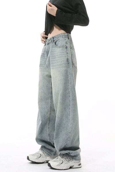 Wide Leg Jeans with Pockets - Trendsi - Flyclothing LLC