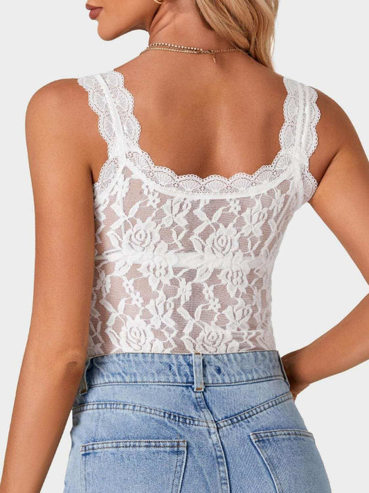 Lace Scoop Neck Tank - Trendsi - Flyclothing LLC