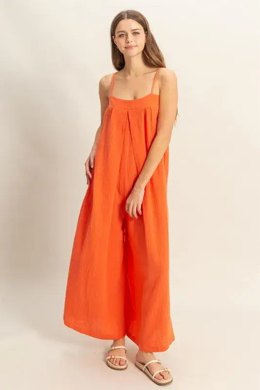 HYFVE Double Gauze Super Flowy Cami Jumpsuit - Trendsi - Flyclothing LLC