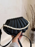 Shell-Shaped Pearl Decor Crossbody Bag - Trendsi - Flyclothing LLC