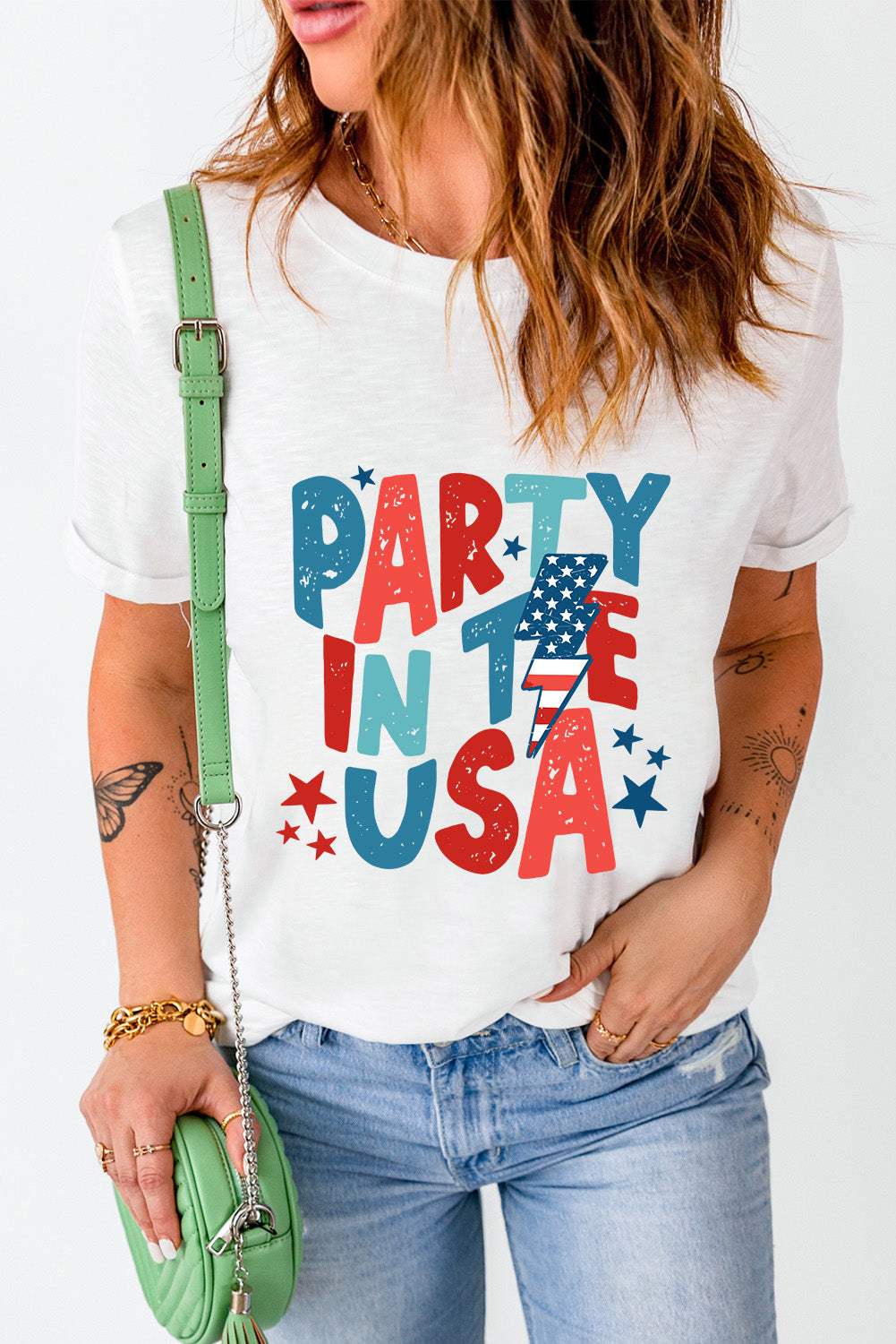 Letter Graphic Round Neck Short Sleeve T-Shirt - Trendsi - Flyclothing LLC