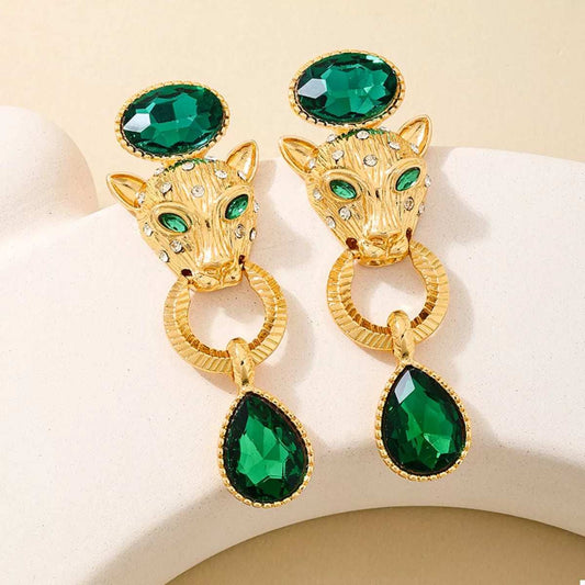 18K Gold-Plated Leopard Teardrop Earrings - Trendsi - Flyclothing LLC