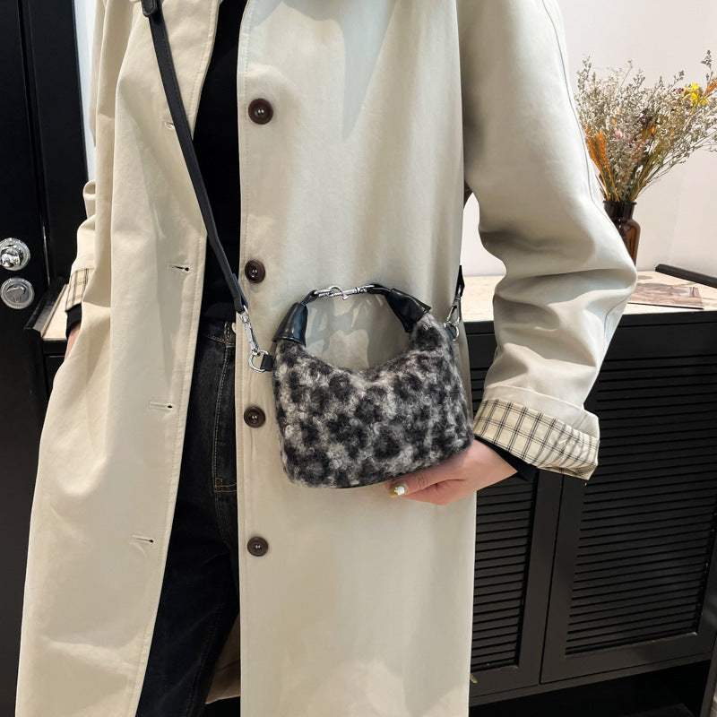 Fuzzy Polyester Mini Handbag with Zipper - Trendsi - Flyclothing LLC