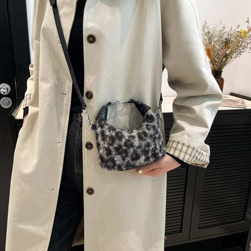 Fuzzy Polyester Mini Handbag with Zipper - Trendsi - Flyclothing LLC