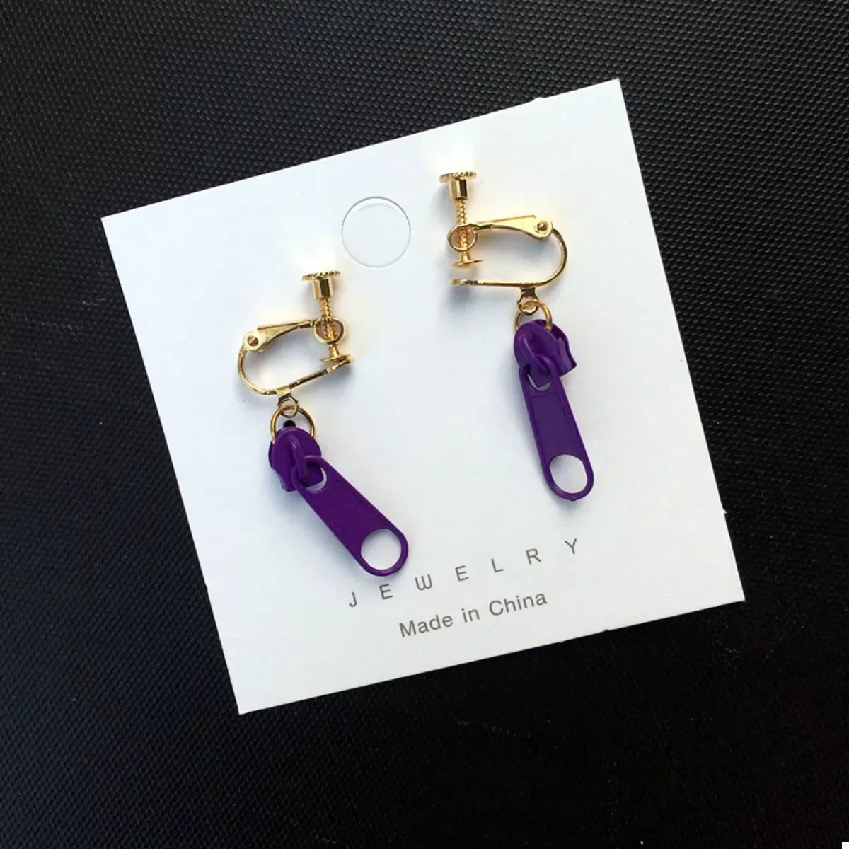 Zipper Dangle Clip-on Earrings - Trendsi - Flyclothing LLC