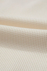 Waffle-Knit Two-Tone Long Sleeve Hoodie - Trendsi - Flyclothing LLC