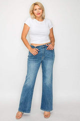 bytos Full Size Cat's Whiskers Mid Rise Bootcut Jeans - Trendsi - Flyclothing LLC