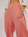 Plaid Elastic Waist Pants - Trendsi