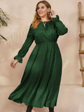 Plus Size Ruffled Polka Dot Long Sleeve Midi Dress - Trendsi - Flyclothing LLC